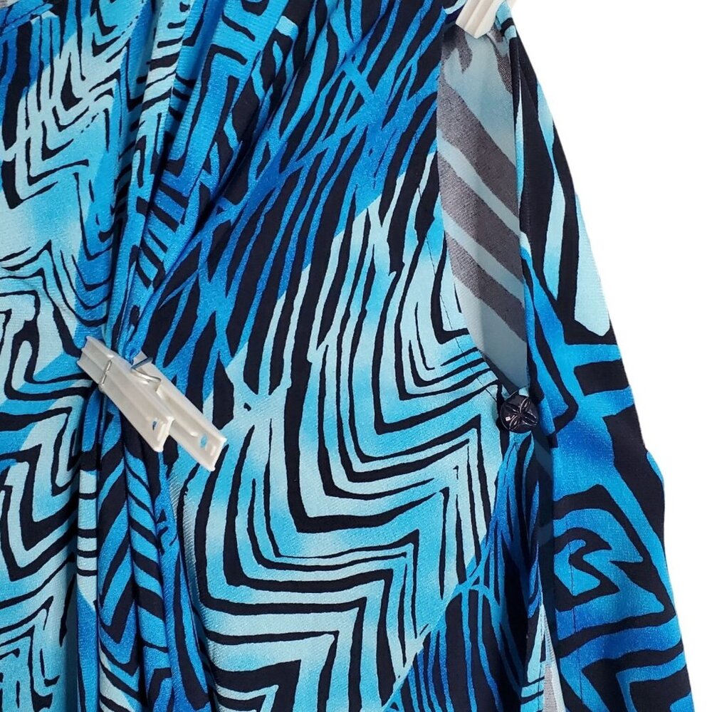 Simonton Says Size L Dress Cold Shoulder Split Sleeve Fluid Knit Wacky Print - Picture 11 of 11